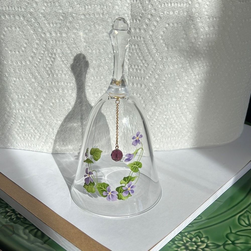 Vintage AVON 24% Lead Crystal Amethyst & Violet Birthstone Bell